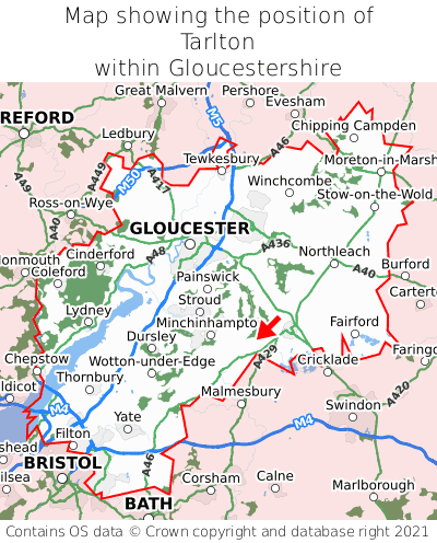 Map showing location of Tarlton within Gloucestershire