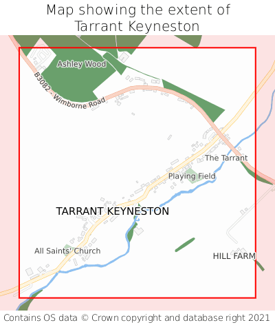 Map showing extent of Tarrant Keyneston as bounding box