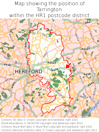 Map showing location of Tarrington within HR1