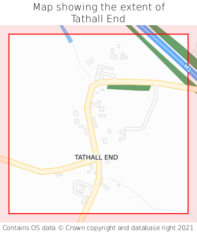 Map showing extent of Tathall End as bounding box