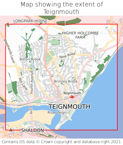 Map showing extent of Teignmouth as bounding box