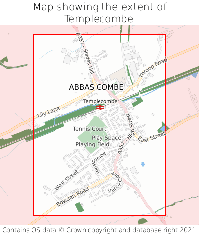 Map showing extent of Templecombe as bounding box
