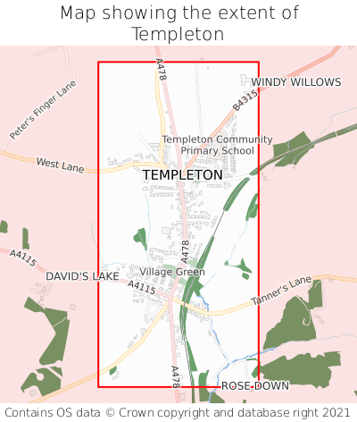 Map showing extent of Templeton as bounding box