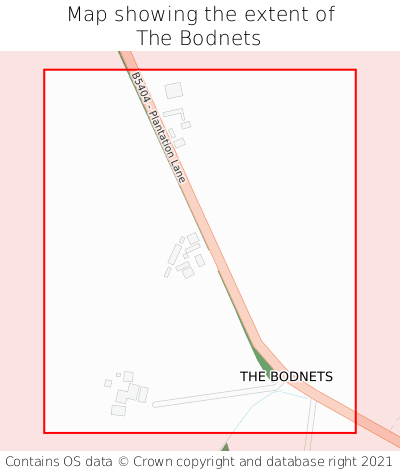 Map showing extent of The Bodnets as bounding box