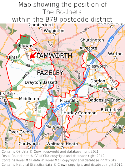 Map showing location of The Bodnets within B78