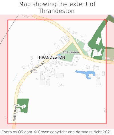 Map showing extent of Thrandeston as bounding box