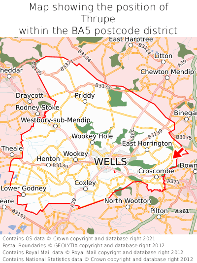 Map showing location of Thrupe within BA5