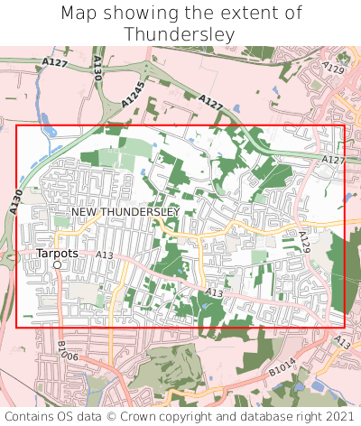 Map showing extent of Thundersley as bounding box