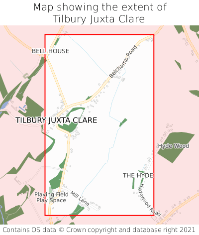 Map showing extent of Tilbury Juxta Clare as bounding box