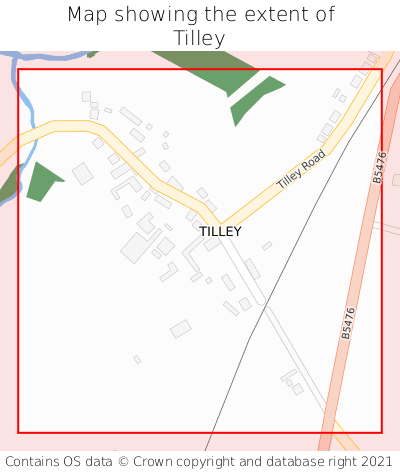 Map showing extent of Tilley as bounding box