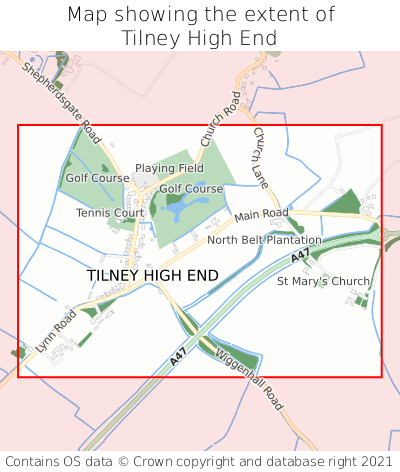 Map showing extent of Tilney High End as bounding box