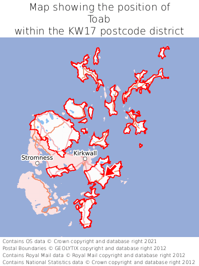 Map showing location of Toab within KW17