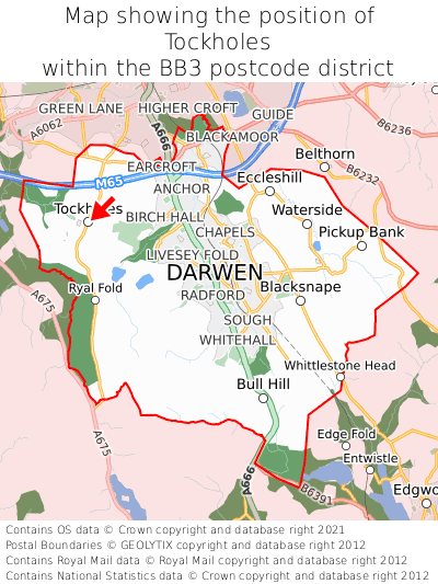 Map showing location of Tockholes within BB3