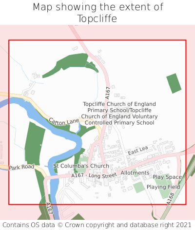 Map showing extent of Topcliffe as bounding box