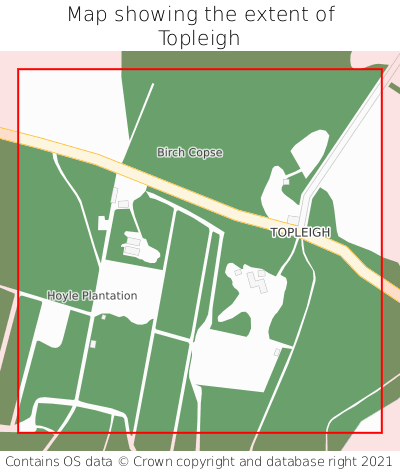 Map showing extent of Topleigh as bounding box