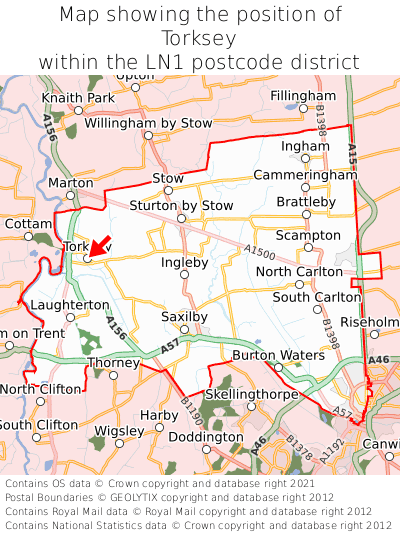 Map showing location of Torksey within LN1