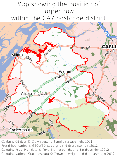 Map showing location of Torpenhow within CA7