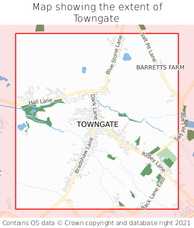 Map showing extent of Towngate as bounding box