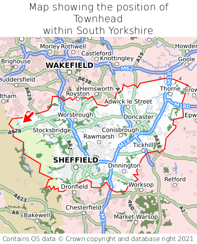 Map showing location of Townhead within South Yorkshire