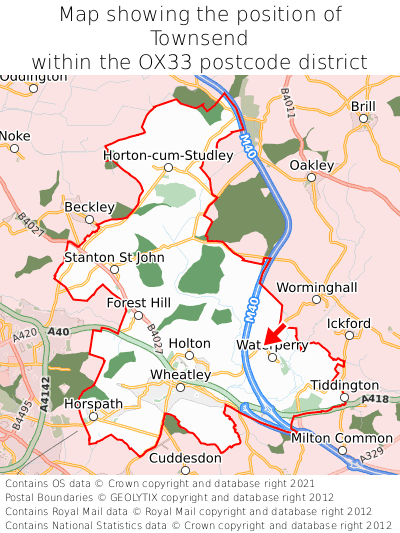 Map showing location of Townsend within OX33