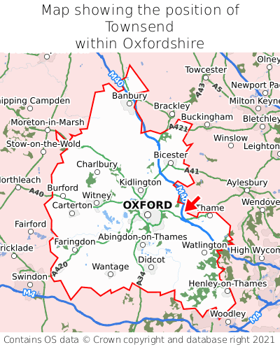 Map showing location of Townsend within Oxfordshire