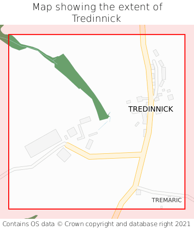 Map showing extent of Tredinnick as bounding box