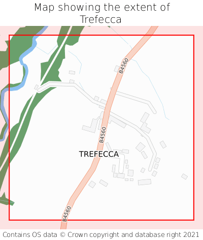 Map showing extent of Trefecca as bounding box