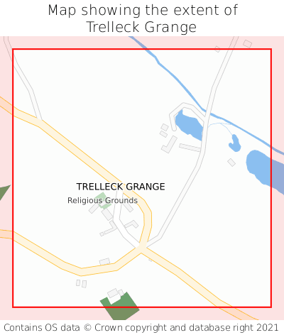 Map showing extent of Trelleck Grange as bounding box