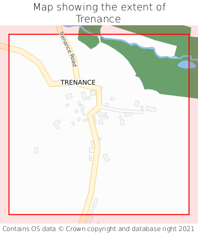 Map showing extent of Trenance as bounding box