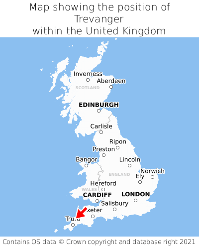 Map showing location of Trevanger within the UK