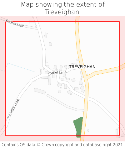 Map showing extent of Treveighan as bounding box