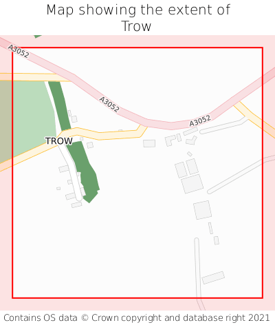 Map showing extent of Trow as bounding box