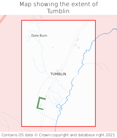 Map showing extent of Tumblin as bounding box