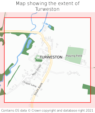 Map showing extent of Turweston as bounding box