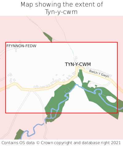 Map showing extent of Tyn-y-cwm as bounding box