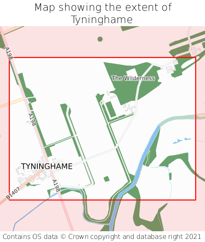 Map showing extent of Tyninghame as bounding box