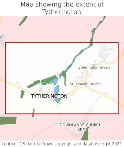 Map showing extent of Tytherington as bounding box