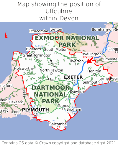 Map showing location of Uffculme within Devon