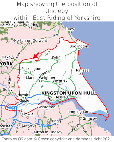 Map showing location of Uncleby within East Riding of Yorkshire