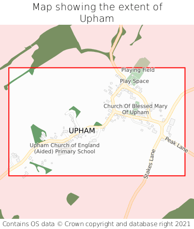 Map showing extent of Upham as bounding box