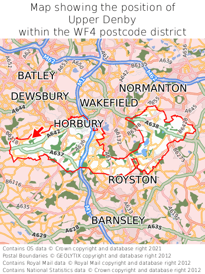 Map showing location of Upper Denby within WF4