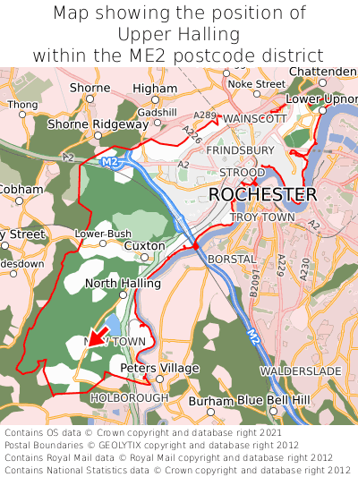 Map showing location of Upper Halling within ME2