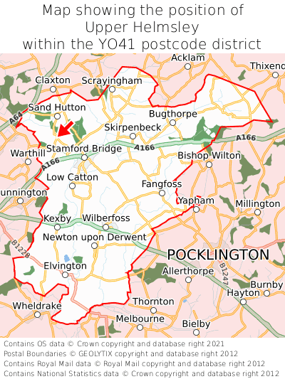 Map showing location of Upper Helmsley within YO41