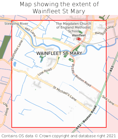 Map showing extent of Wainfleet St Mary as bounding box