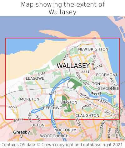 Map showing extent of Wallasey as bounding box