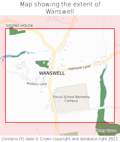 Map showing extent of Wanswell as bounding box