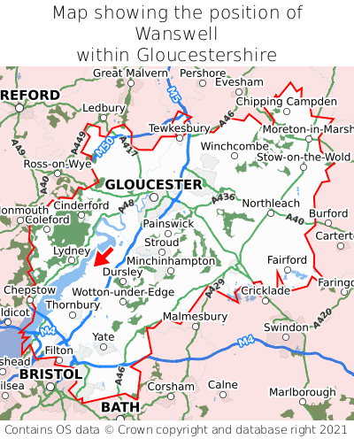 Map showing location of Wanswell within Gloucestershire