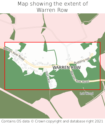 Map showing extent of Warren Row as bounding box