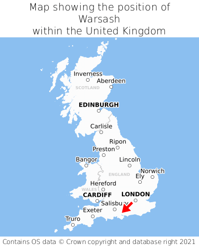 Map showing location of Warsash within the UK
