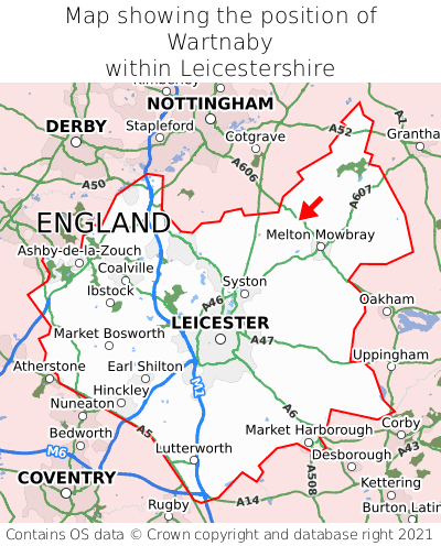 Map showing location of Wartnaby within Leicestershire